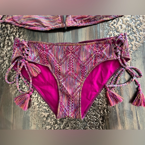 BECCA Cheryl Triangle Top size D Mosaic Corset Tie Hipster bottoms size small - Picture 6 of 11